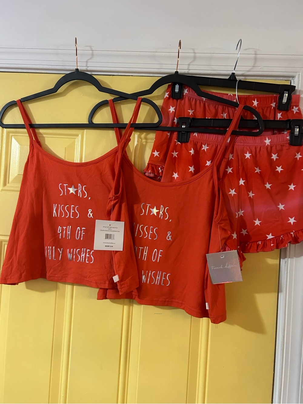 Women’s 4th of July Star-Print Tank & Ruffle Shorts Pajama Set - Casual Lounge
